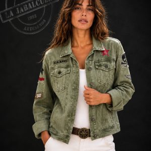 cazadora mujer artesanal verde khaki