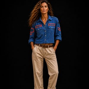 camisa militar corta mujer