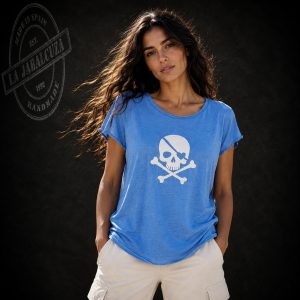 camiseta Calavera mujer azul