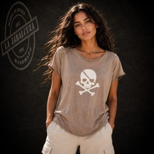 camiseta Calavera mujer marrón beige