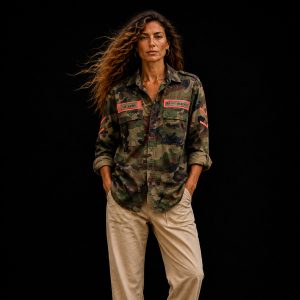 Camisa militar mujer vintage personalizada artesanalmente por La Jabalcuza