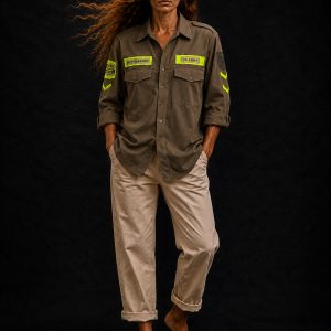 camisa militar mujer verde khaki con verde