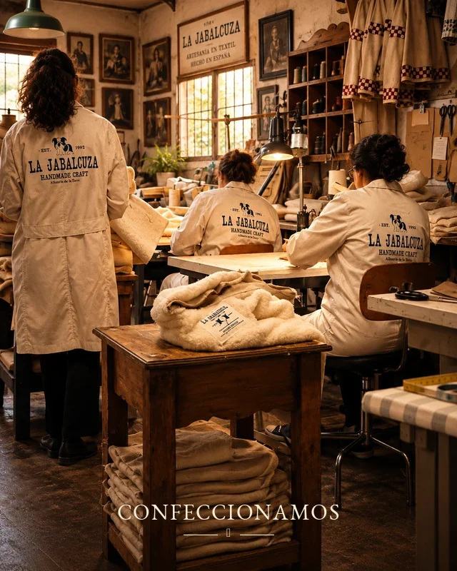 Confeccionamos nuestras prendas artesanalmente en el taller de La Jabalcuza