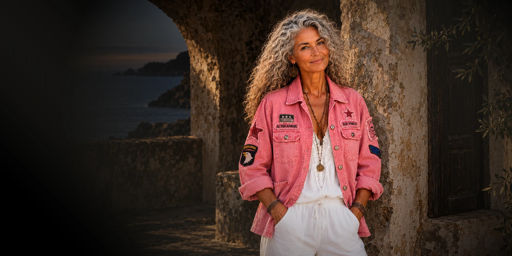 Ana con chaqueta rosa artesanal de La Jabalcuza